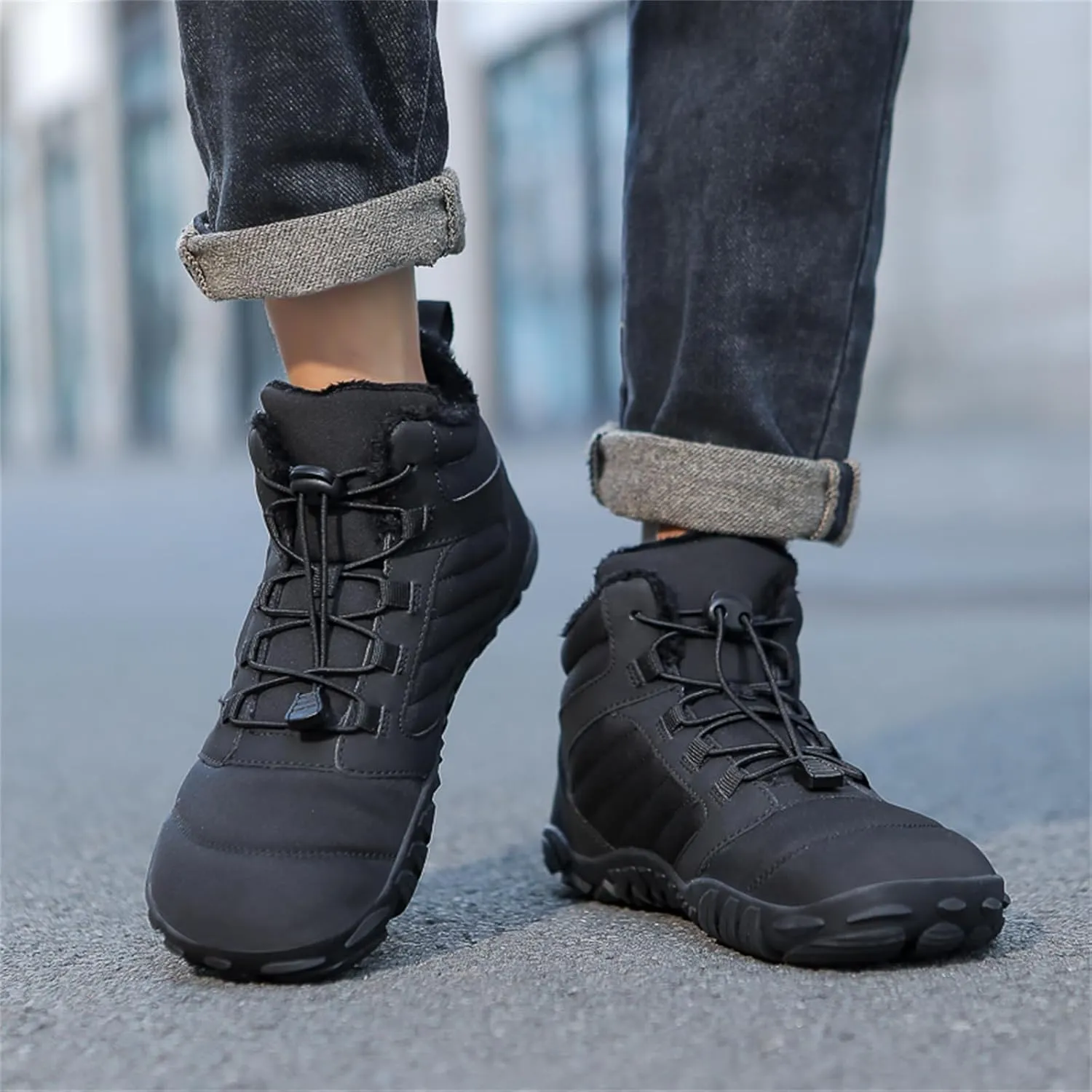 Barefoot Hiking Boots Women Waterproof Winter Barefoot Boots Insulated Warm Walking Hiking Boots for Women Trail Running Healthy Non-Slip Drop Zero Sole Wide Toe Box Comfortable Sneakers
