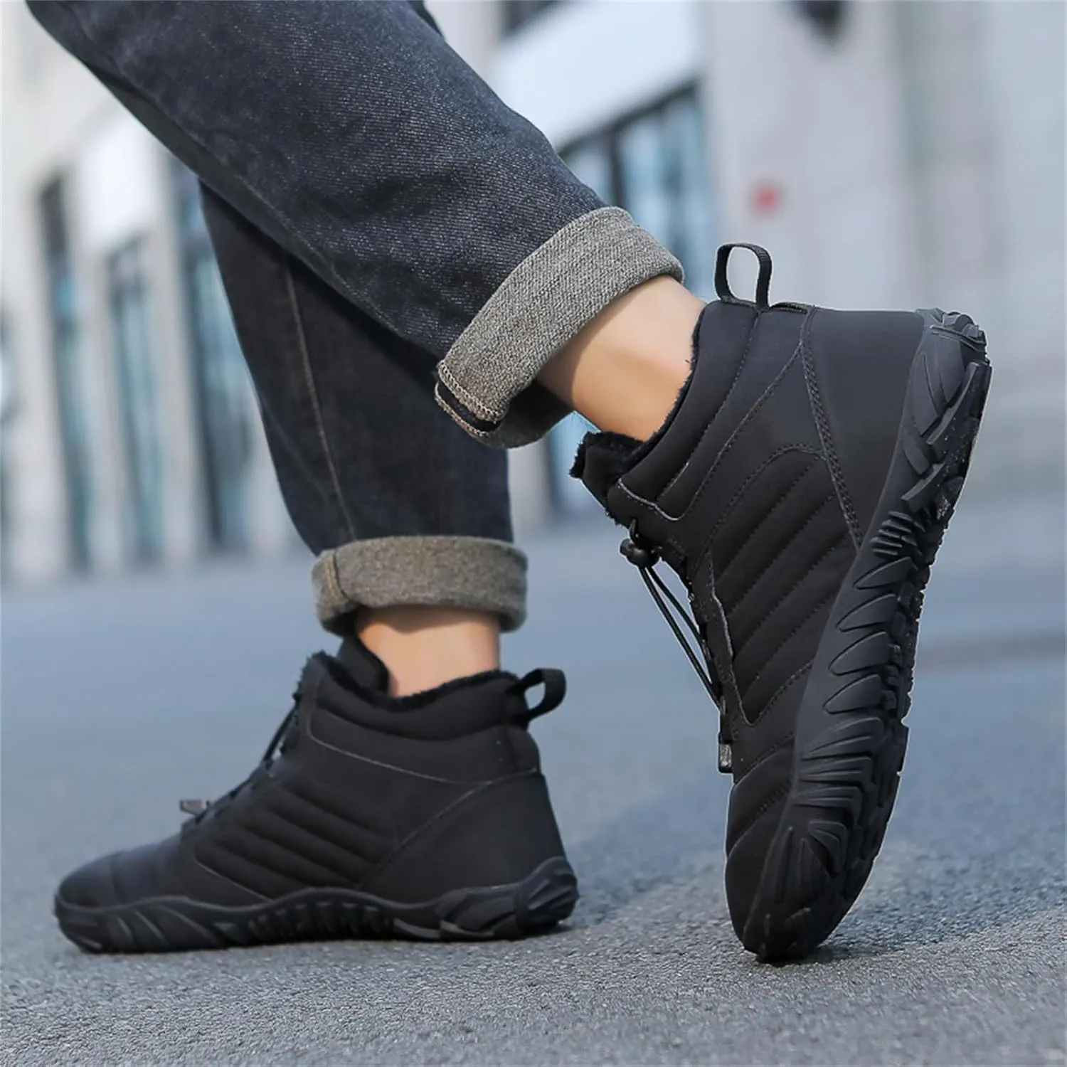 Barefoot Hiking Boots Women Waterproof Winter Barefoot Boots Insulated Warm Walking Hiking Boots for Women Trail Running Healthy Non-Slip Drop Zero Sole Wide Toe Box Comfortable Sneakers