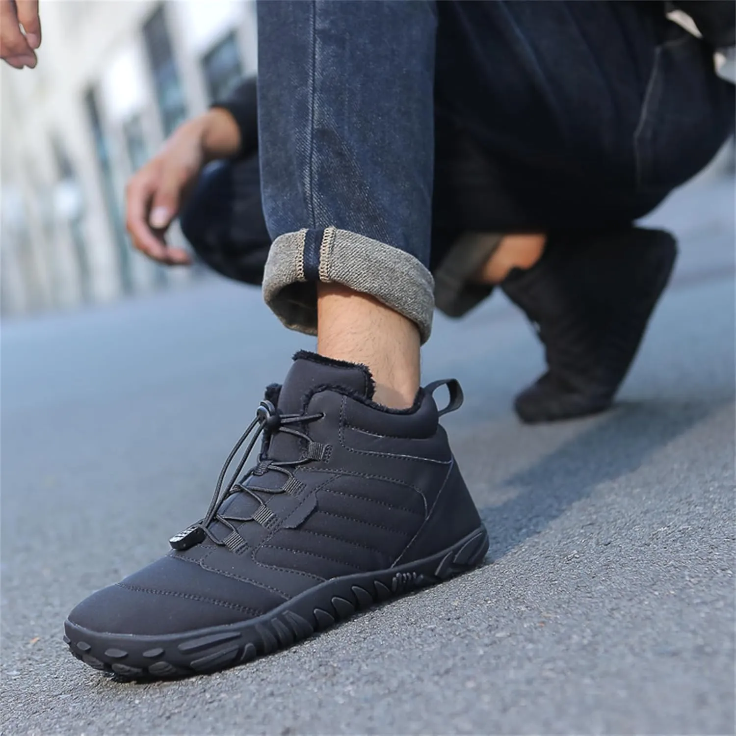Barefoot Hiking Boots Women Waterproof Winter Barefoot Boots Insulated Warm Walking Hiking Boots for Women Trail Running Healthy Non-Slip Drop Zero Sole Wide Toe Box Comfortable Sneakers