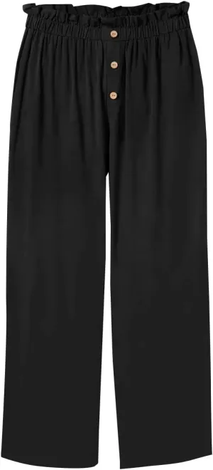 Batermoon Girls' Pants Paper Bag Elastic Waist Wide Leg Loose Trousers with Pocket
