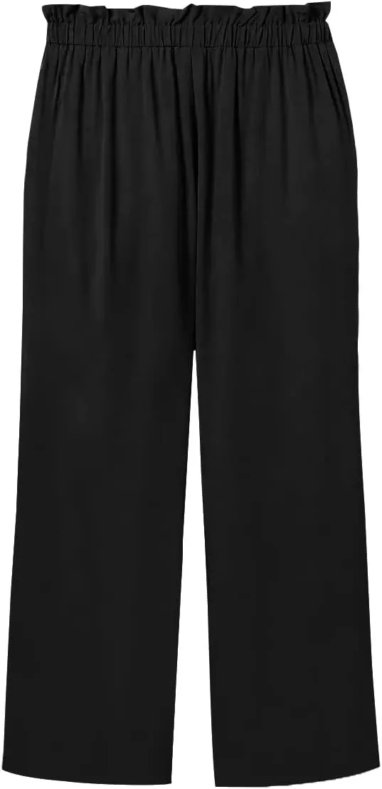 Batermoon Girls' Pants Paper Bag Elastic Waist Wide Leg Loose Trousers with Pocket