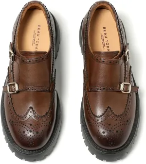 BEAU TODAY Chunky Loafers for Women, Women’s Leather Platform Loafers, Lug Sole Tassel Slip On Loafers Shoes Brogues Wingtip Casual Business Shoes Comfortable Dressy