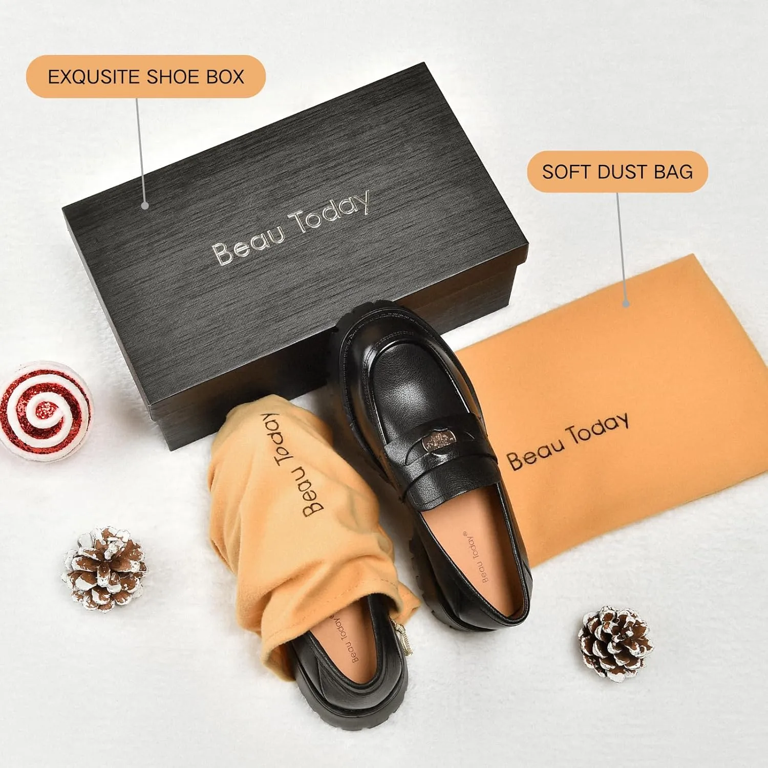 BEAU TODAY Chunky Loafers Women,Patent Leather Platform Loafers for Women,Lug Sole Slip On Penny Shoes,Comfortable Work Office Business Casual Dress Shoes