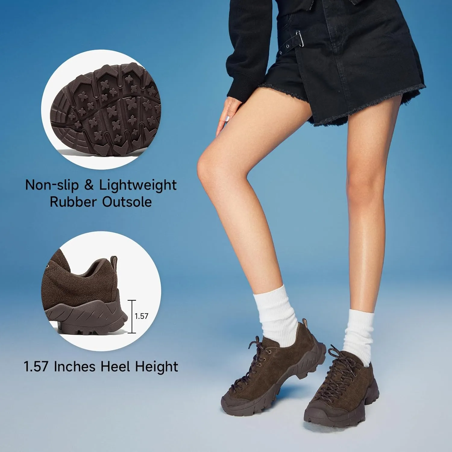 BEAU TODAY Hiking Shoes Women Lightweight,Hike Barefoot Sneakers Women,Wide Toe Box Non-Slip Outdoor Sneakers,Suede Walking Shoes for Trekking Trail Climbing