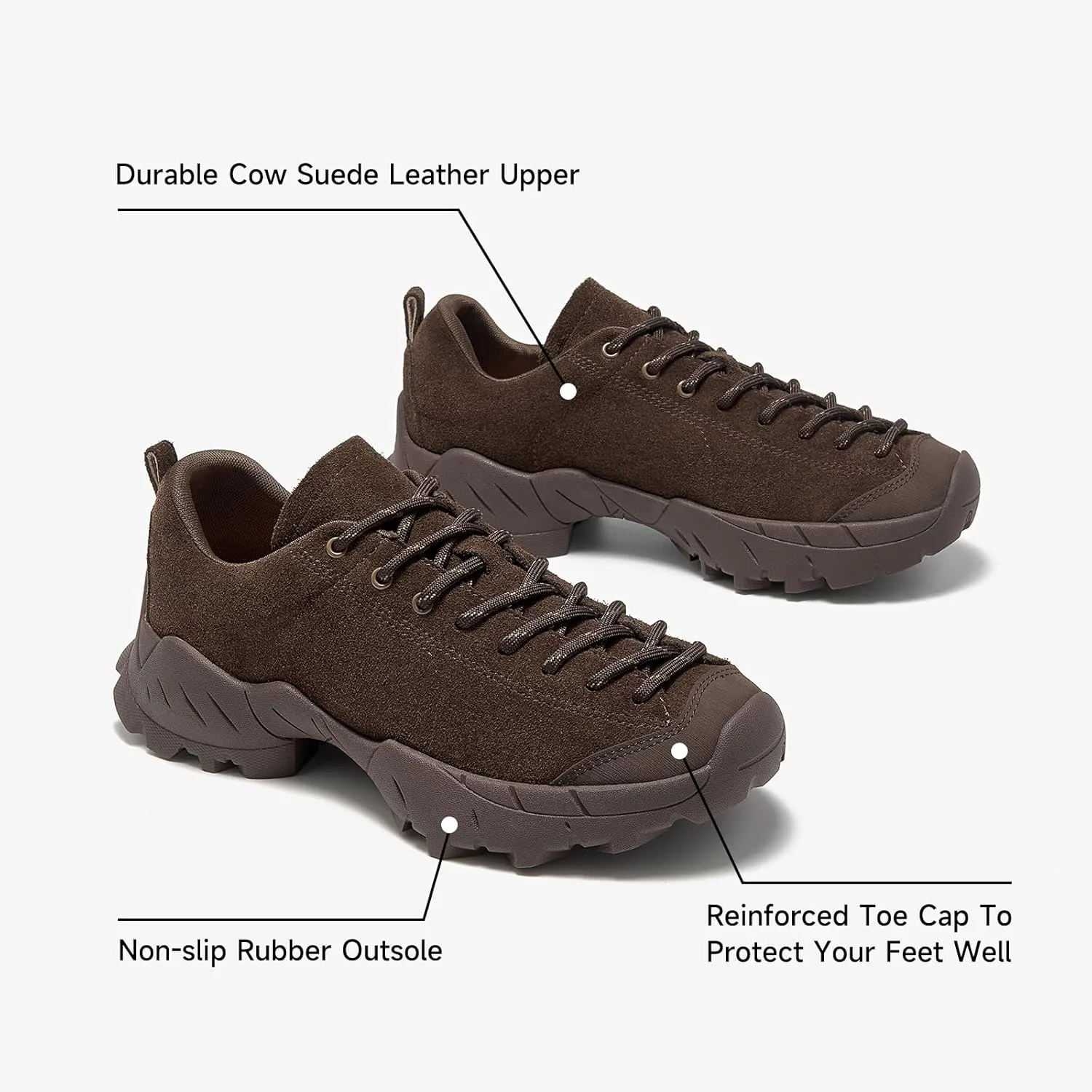 BEAU TODAY Hiking Shoes Women Lightweight,Hike Barefoot Sneakers Women,Wide Toe Box Non-Slip Outdoor Sneakers,Suede Walking Shoes for Trekking Trail Climbing