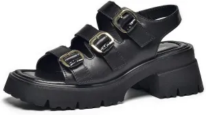 BEAU TODAY Womens Platform Fisherman Sandals, Chunky Block Heel Sandals, Leather Sandals for Women, Casual Comfortable Lightweight Open Toe Dressy Sandals with Adjustable Buckles