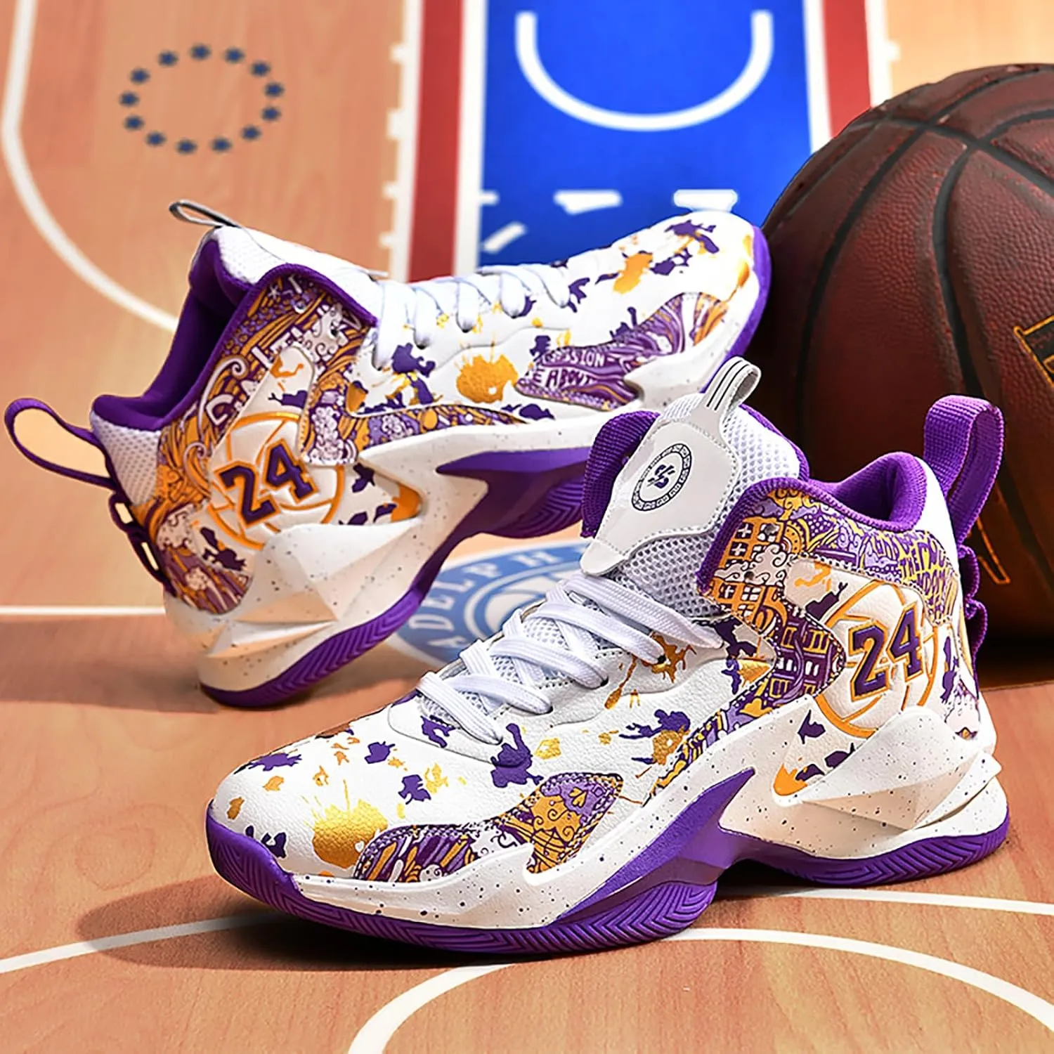 Boys Basketball Shoes Breathable Indoor Athletic Shoes Youth Outdoor Fashion Sneakers Comfortable Basketball Shoes for Girls