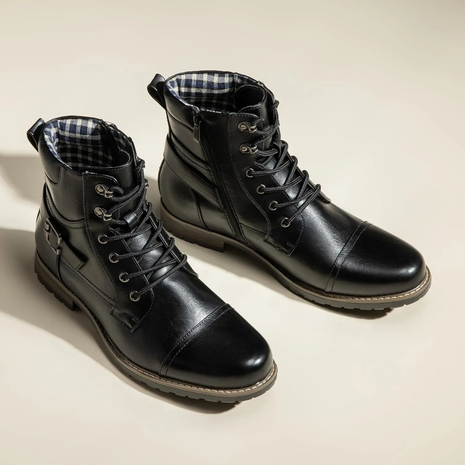 Bruno Marc Men's Motorcycle Combat Boots Zipper Biker Boot