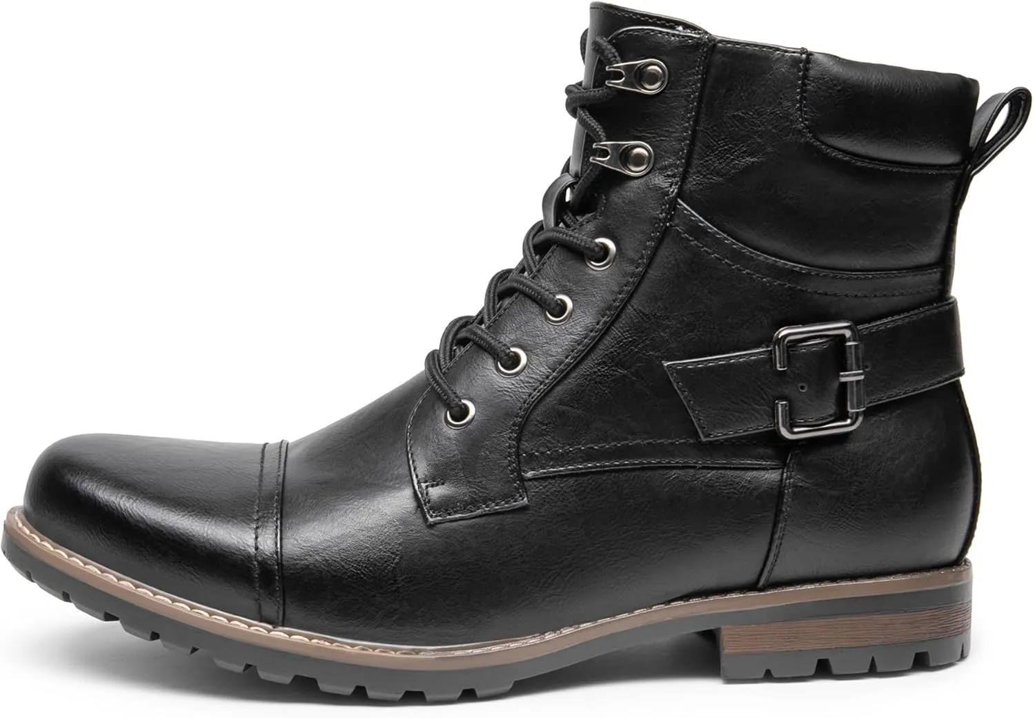 Bruno Marc Men's Motorcycle Combat Boots Zipper Biker Boot