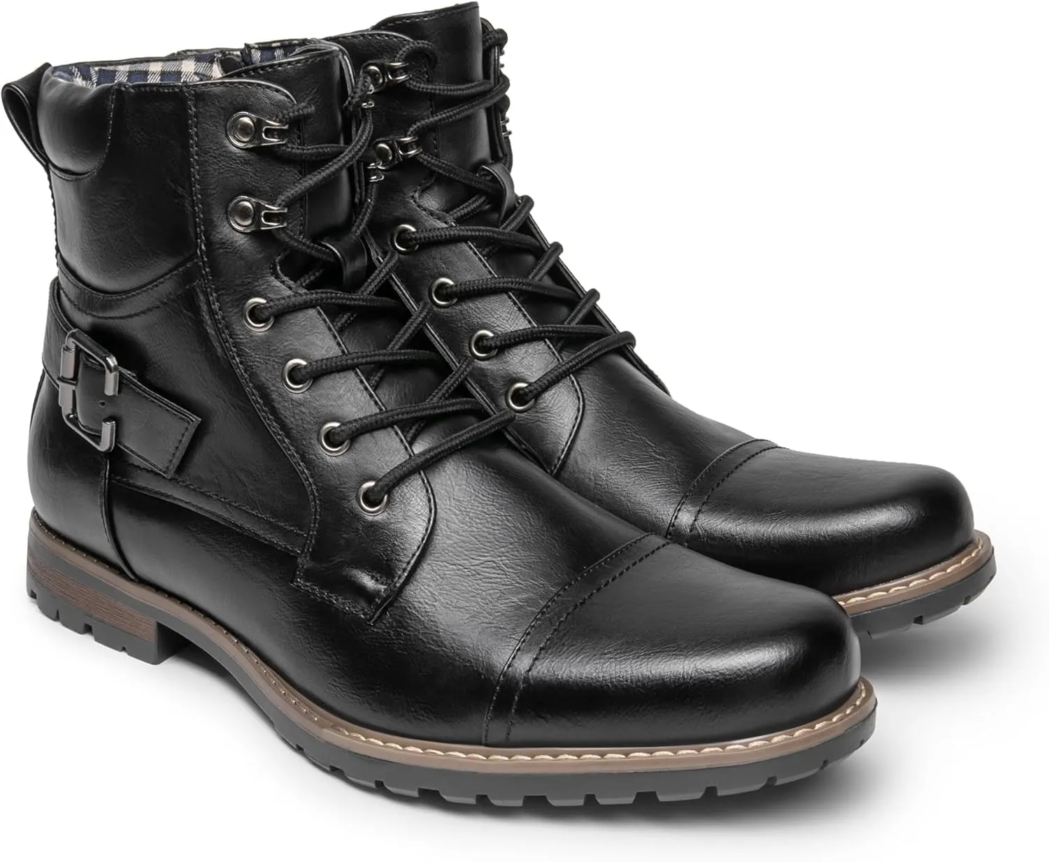 Bruno Marc Men's Motorcycle Combat Boots Zipper Biker Boot
