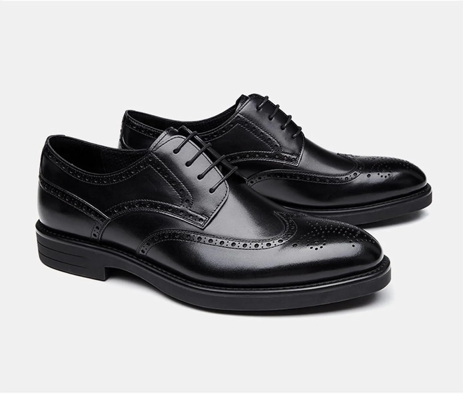 BWSEOBG Men's Brogue Wingtip Retro Business Oxford Shoes Classic Leather Round Toe Lace Up Wedding Formal Dress Shoes Derby Shoes