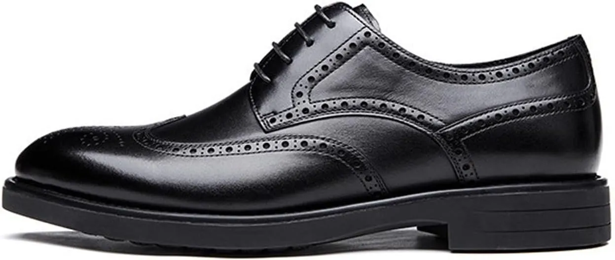BWSEOBG Men's Brogue Wingtip Retro Business Oxford Shoes Classic Leather Round Toe Lace Up Wedding Formal Dress Shoes Derby Shoes