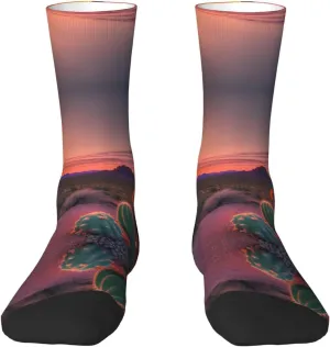 Cactus Desert Sunsets print Menâ€™s Socks, Vintage Winter Warm Socks for Women, Soft Cozy Socks, Thick Boots Socks