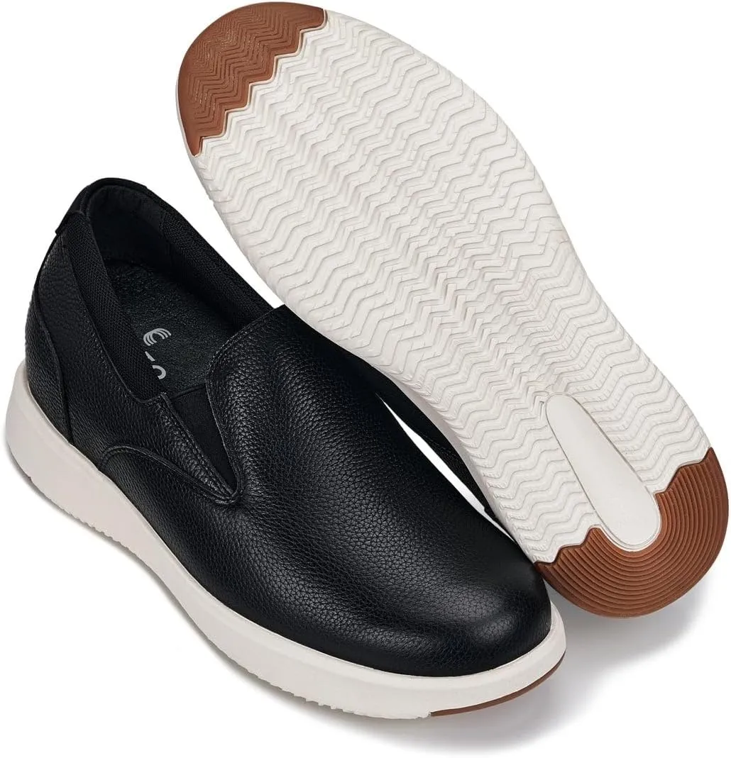 CALTO Men's Invisible Height Increasing Elevator Loafers - Onyx Black Lightweight Slip-on Casual Loafers - 2.8 Inches Taller - J1420 - Size 8 D(M) US