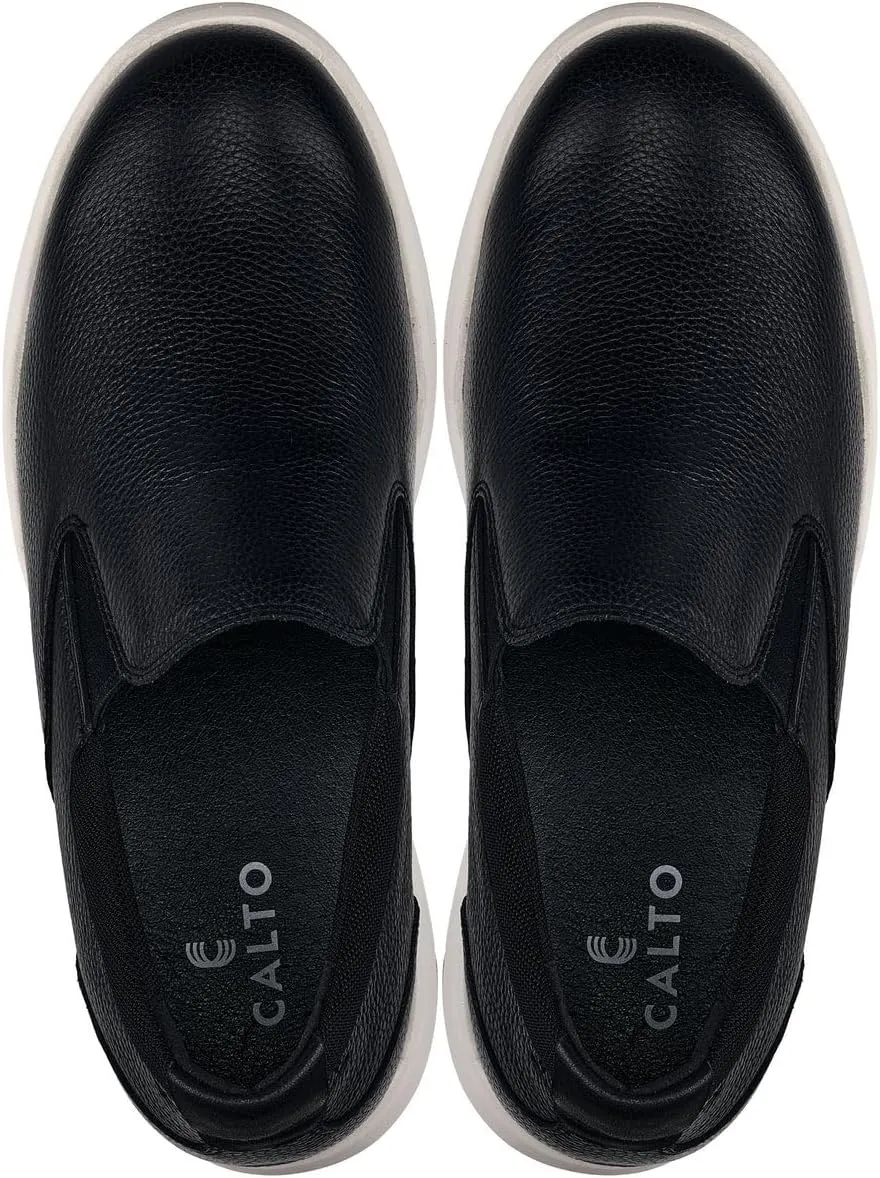 CALTO Men's Invisible Height Increasing Elevator Loafers - Onyx Black Lightweight Slip-on Casual Loafers - 2.8 Inches Taller - J1420 - Size 8 D(M) US