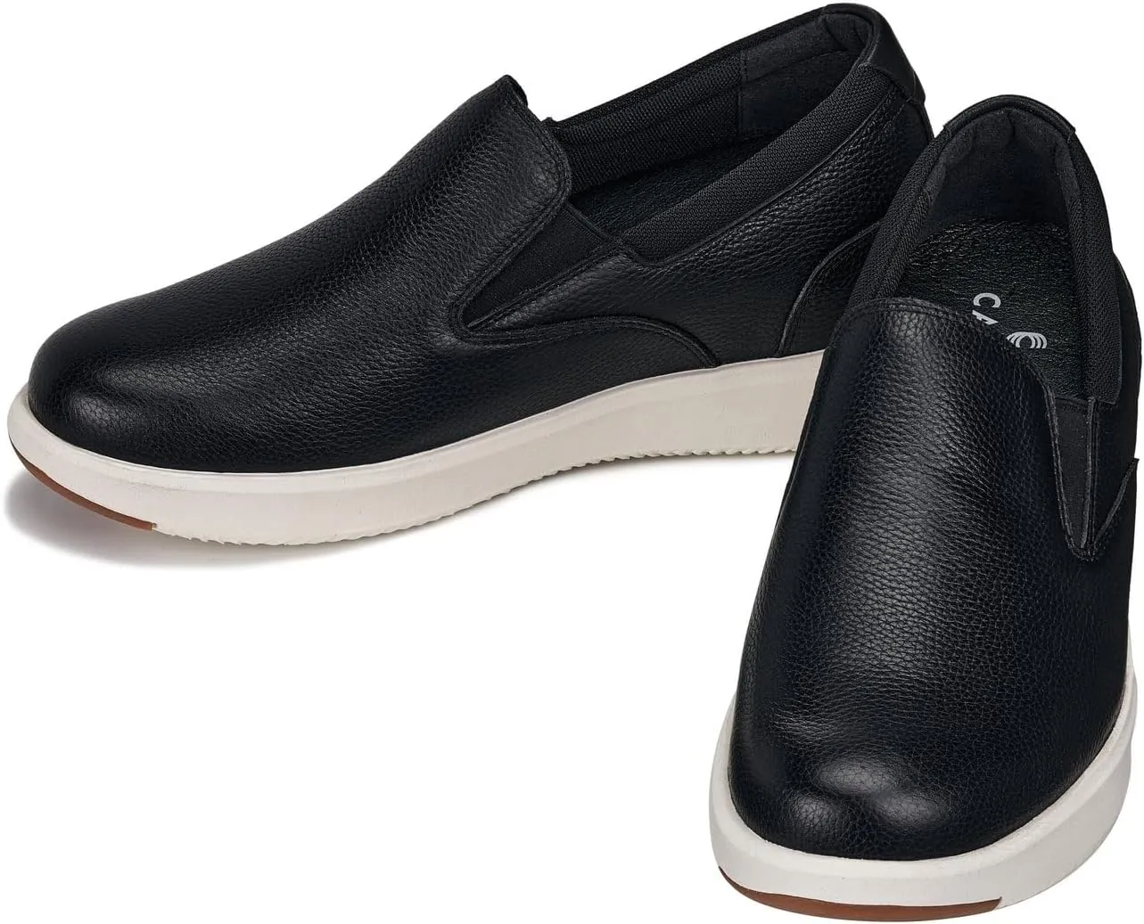 CALTO Men's Invisible Height Increasing Elevator Loafers - Onyx Black Lightweight Slip-on Casual Loafers - 2.8 Inches Taller - J1420 - Size 8 D(M) US