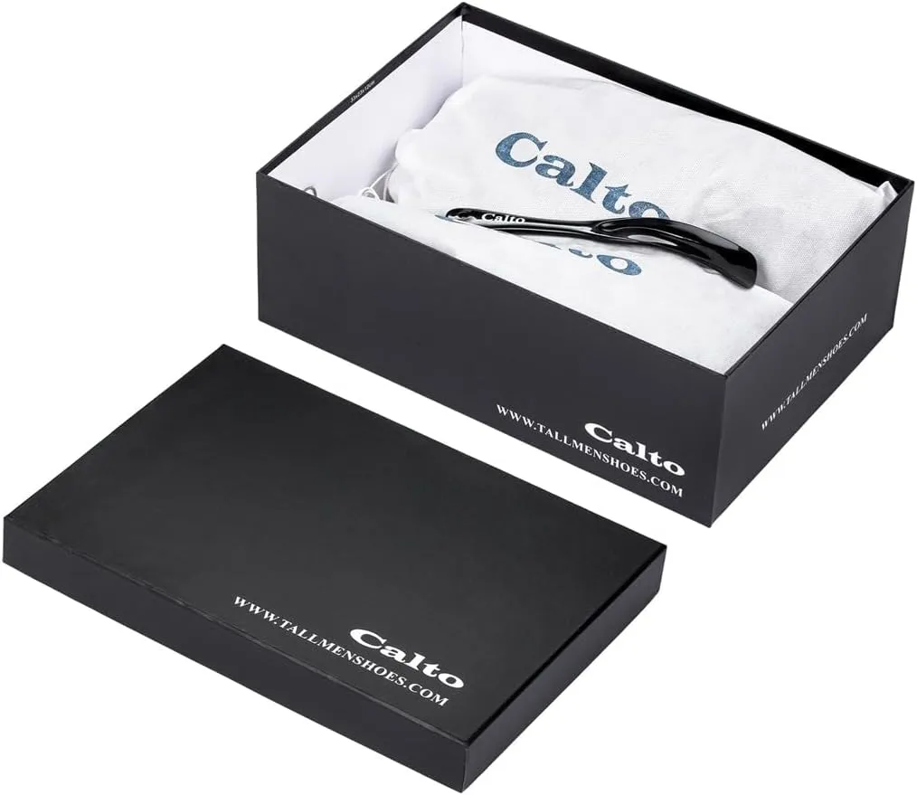 CALTO Men's Invisible Height Increasing Elevator Loafers - Onyx Black Lightweight Slip-on Casual Loafers - 2.8 Inches Taller - J1420 - Size 8 D(M) US