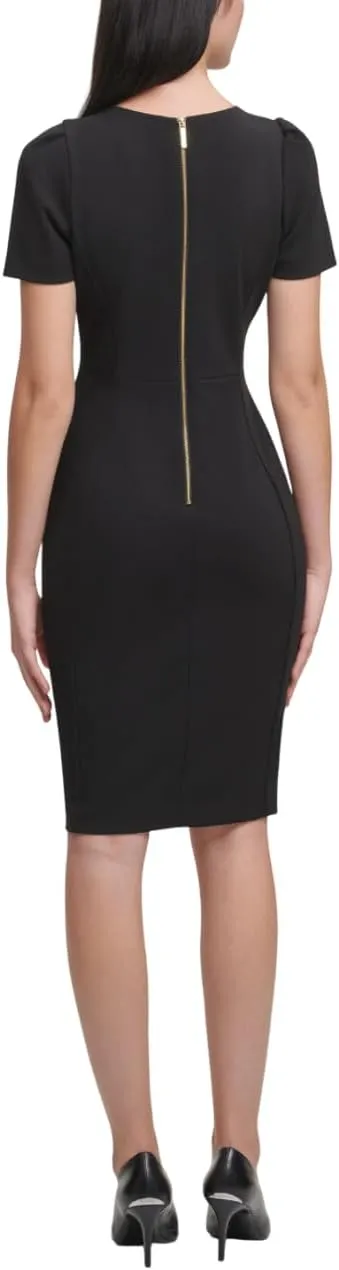 Calvin Klein Women's Short Sleeved Princess Seamed Sheath Dress (Standard and Petite)