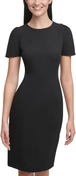 Calvin Klein Women's Short Sleeved Princess Seamed Sheath Dress (Standard and Petite)