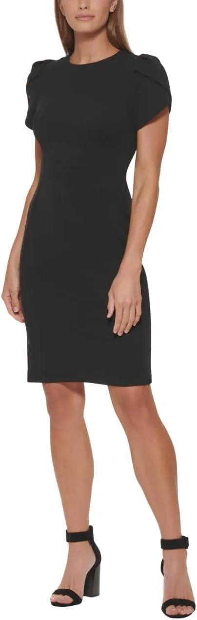 Calvin Klein Women's Tulip Short Sleeve Scuba Crepe Mini Dress