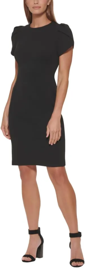 Calvin Klein Women's Tulip Short Sleeve Scuba Crepe Mini Dress