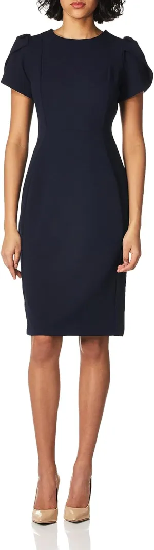 Calvin Klein Women's Tulip Short Sleeve Scuba Crepe Mini Dress