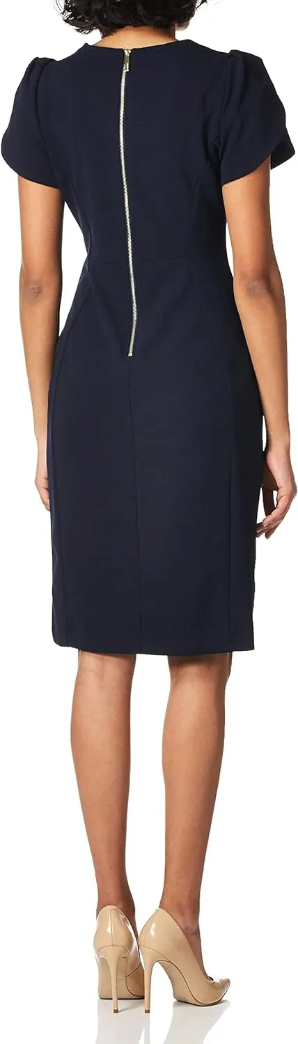 Calvin Klein Women's Tulip Short Sleeve Scuba Crepe Mini Dress