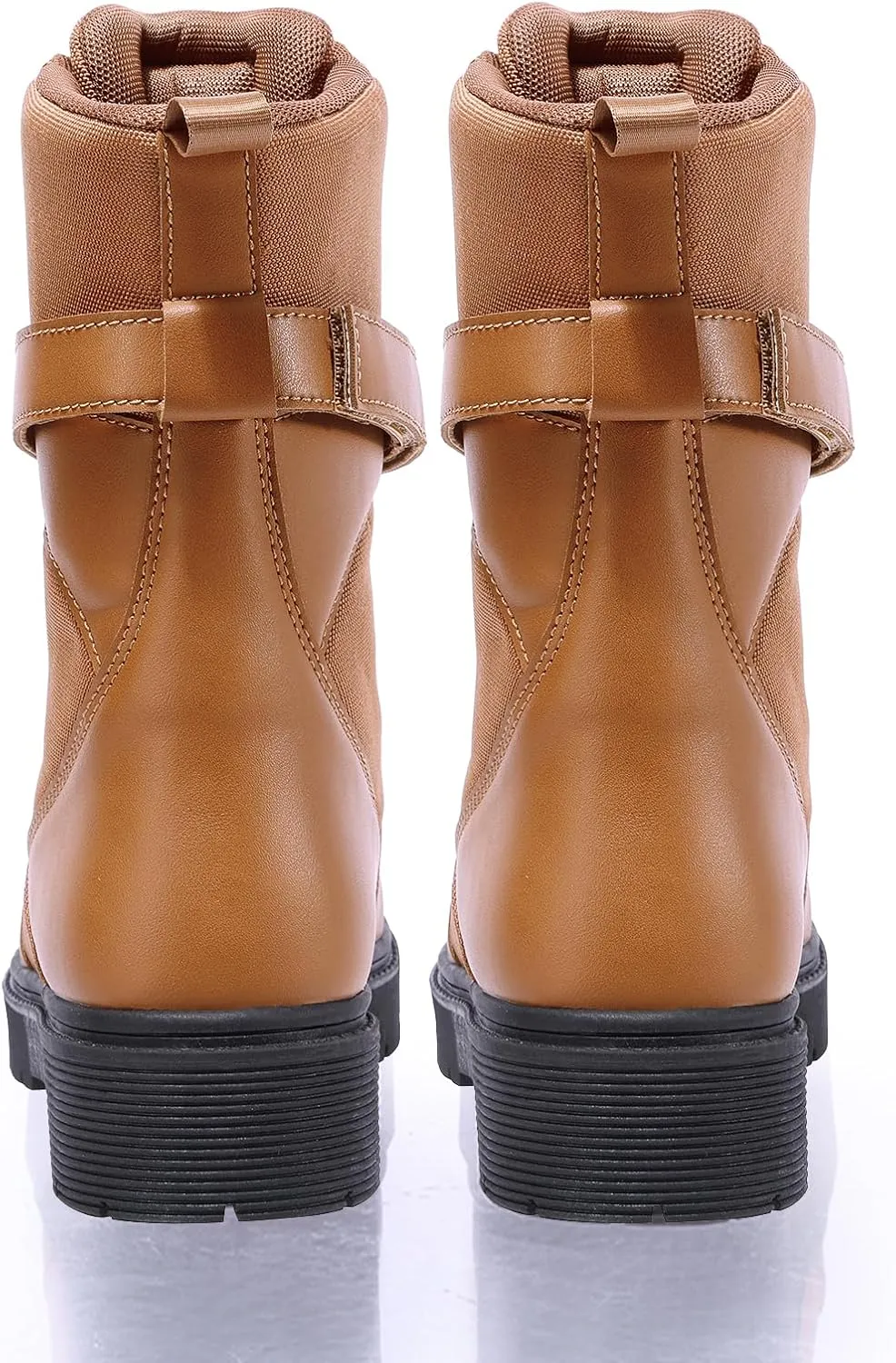 CAMEL CROWN Women's Ankle Boots Lace-up Combat Boots Low Heel Booties Elastic Lug Sole Non-Slip Shoes