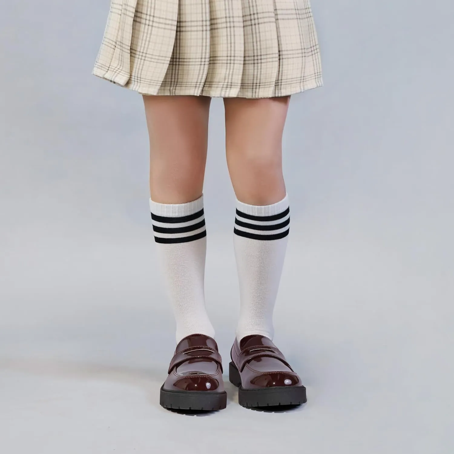 CareBey Girls Loafers Platform Loafers School Uniform Slip On Dress Shoes