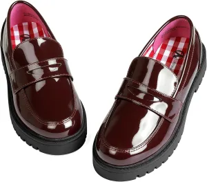 CareBey Girls Loafers Platform Loafers School Uniform Slip On Dress Shoes