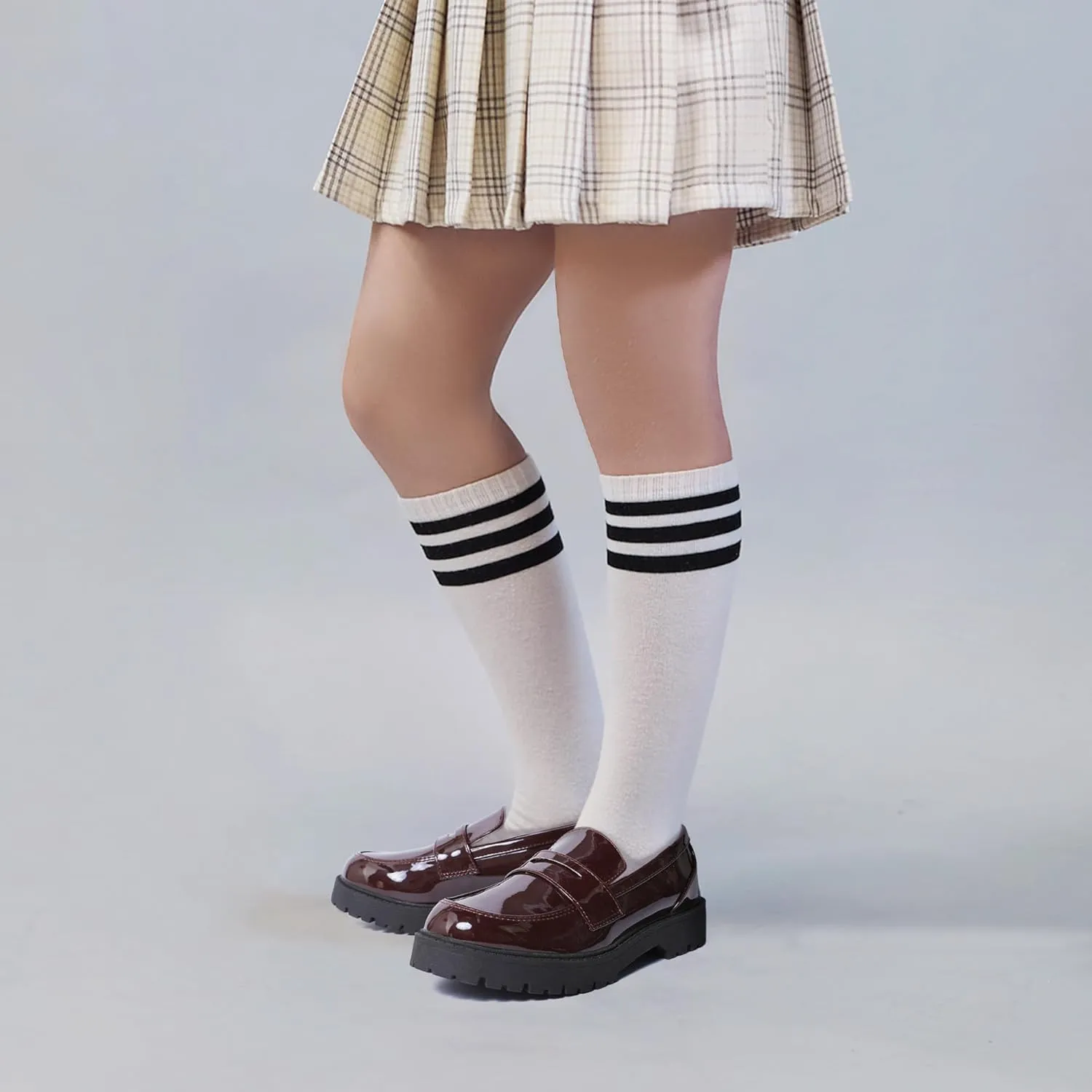 CareBey Girls Loafers Platform Loafers School Uniform Slip On Dress Shoes