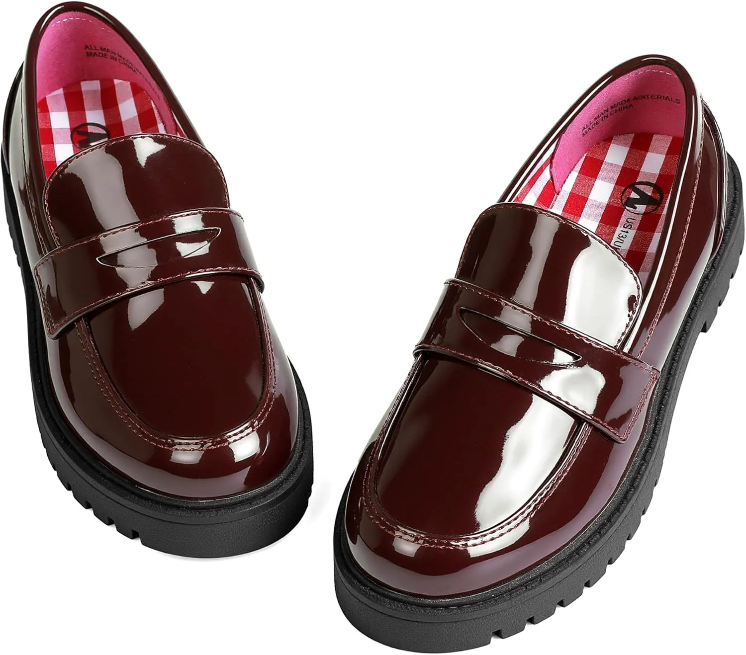 CareBey Girls Loafers Platform Loafers School Uniform Slip On Dress Shoes