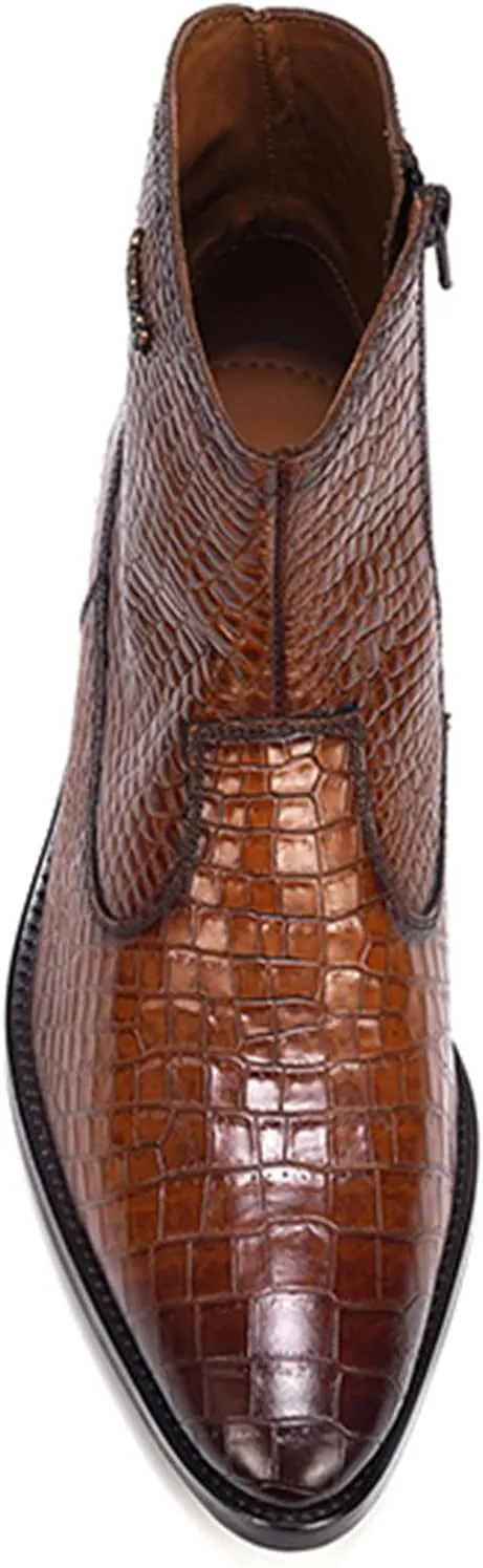 Carlos Santana Zappa Cowboy Boots for Men | Zipper Closure | Rubber Outsole & Cushion Comfort Footbed | Calfskin Leather Upper