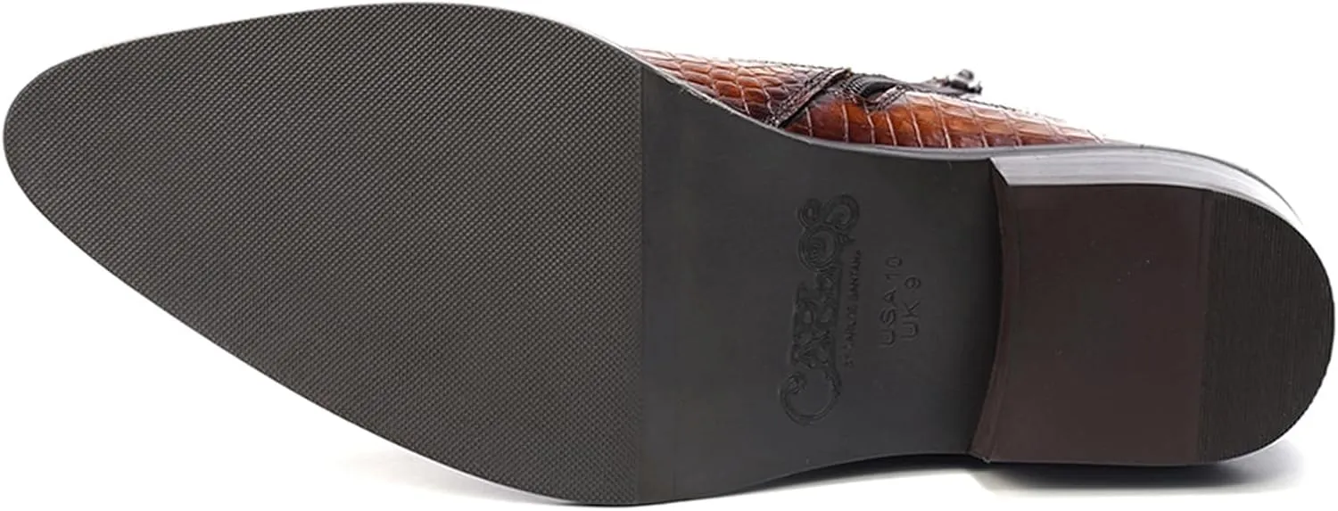 Carlos Santana Zappa Cowboy Boots for Men | Zipper Closure | Rubber Outsole & Cushion Comfort Footbed | Calfskin Leather Upper