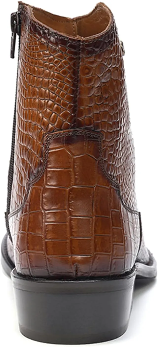 Carlos Santana Zappa Cowboy Boots for Men | Zipper Closure | Rubber Outsole & Cushion Comfort Footbed | Calfskin Leather Upper