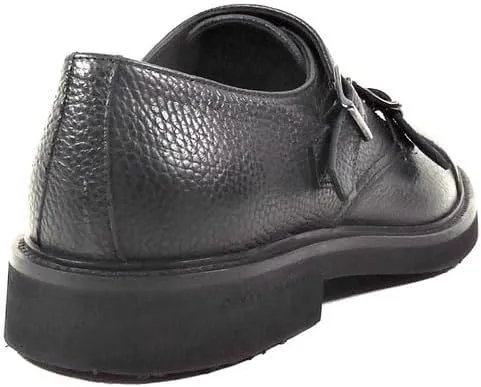 Casadei Men's Black Soft Leather Double Monk Loafers, Extra Light