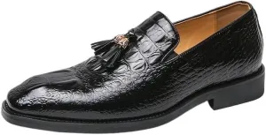 Casual Business Walking Shoes for Men New Mens Pointed Crocodile Tassel Patent Leather Shoes British Gentleman Designer Loafers Moccasins Wedding Dress Footwear