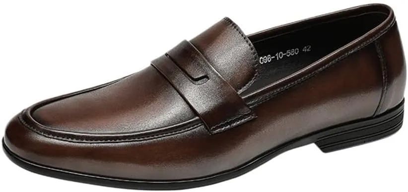 Casual Non-Slip Low Block Heel Work Shoes Soft Loafers for Men Oxfords Round Toe Comfortable Flexible