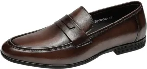 Casual Non-Slip Low Block Heel Work Shoes Soft Loafers for Men Oxfords Round Toe Comfortable Flexible