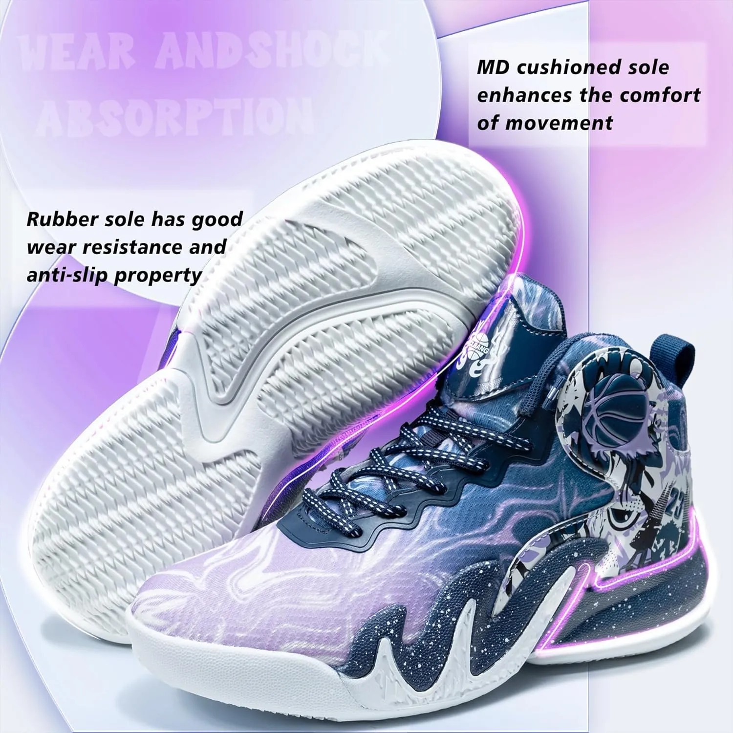 CJSPORX Women Men Basketball Shoes Breathable Men Non Slip Outdoor Fashion Unisex Sneakers