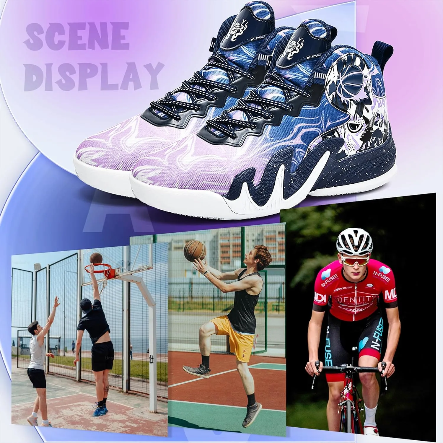 CJSPORX Women Men Basketball Shoes Breathable Men Non Slip Outdoor Fashion Unisex Sneakers