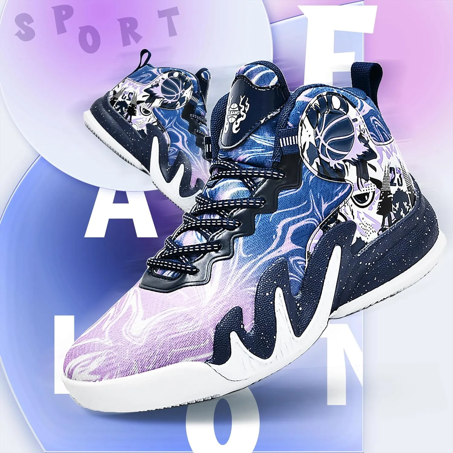 CJSPORX Women Men Basketball Shoes Breathable Men Non Slip Outdoor Fashion Unisex Sneakers
