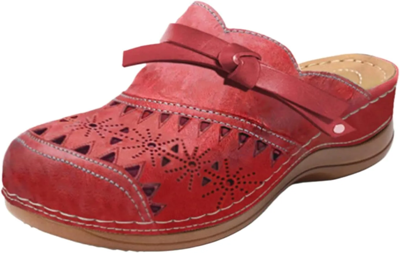 Clogs for Women Comfortable Arch Support Orthopedic Sandals Closed Toe Platform Wedge Sandals Hollow Out Slip On Slippers Non-Slip Retro Outdoors Casual Boho Summer Beach Sandal