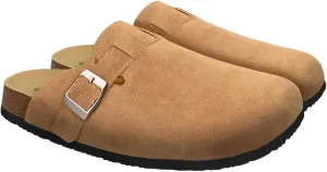 Clogs for Women Suede Soft Leather Clogs Classic Cork Clog Antislip Slippers Waterproof Mules House Sandals Buckle