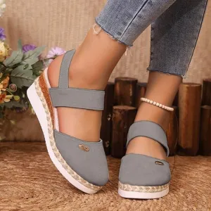 Closed Toe Platform Wedge Sandals, 2025 Espadrilles Wedges for Women Heel Casual, Women's Espadrilles Dressy Sandals, Comfortable Anti Slip Summer Shoes with Adjustable Buckle Ankle Strap