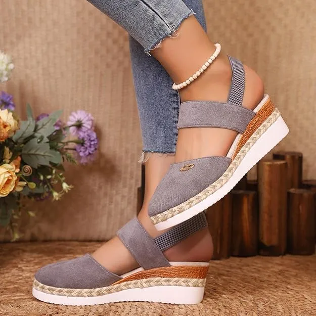 Closed Toe Platform Wedge Sandals, 2025 Espadrilles Wedges for Women Heel Casual, Women's Espadrilles Dressy Sandals, Comfortable Anti Slip Summer Shoes with Adjustable Buckle Ankle Strap