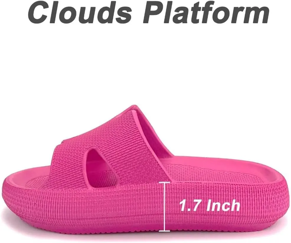 Cloud Pillow Recovery Slides for Women,Womens H-starp Platform Comfortable Memory Foam Arch Support Sandals,Waterproof EVA Cushioned Cushion Slippers for Beach Shower Bathroom Pool
