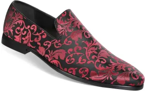 Cloudstyle Men's Vintage Dress Loafers Shoes Fashion Floral Satin Slip-On Prom Tuxedo Shoes