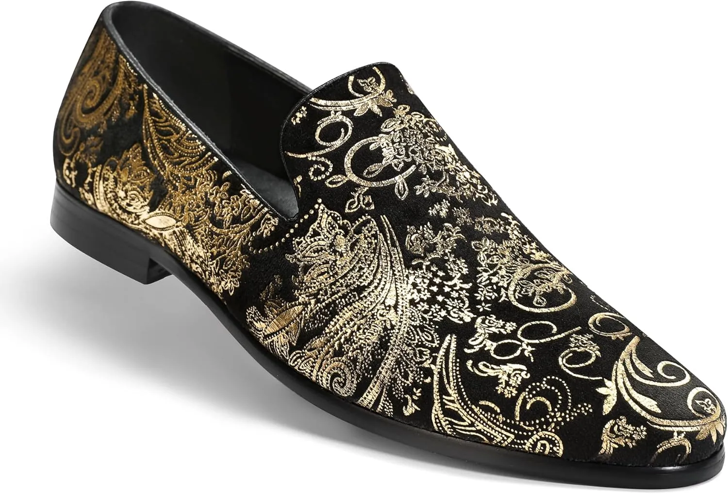Cloudstyle Men's Vintage Dress Loafers Shoes Fashion Floral Satin Slip-On Prom Tuxedo Shoes