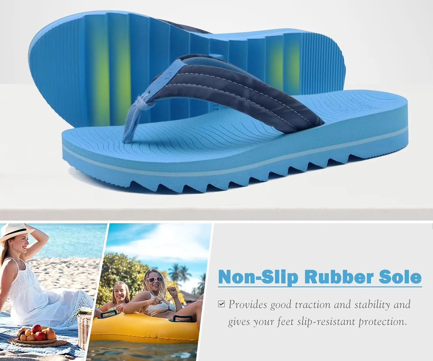 COFACE Womens Arch Support Flip Flops Yoga Mat Comfortable Thick Cushion Walking Thong Sandals Lightweight Slip On Summer Beach Slippers